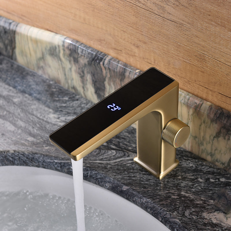 Modern Vessel Sink Faucet Digital Display Knob Handle Low Arc Faucet