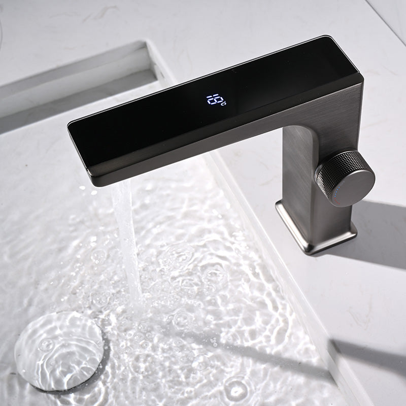 Modern Vessel Sink Faucet Digital Display Knob Handle Low Arc Faucet