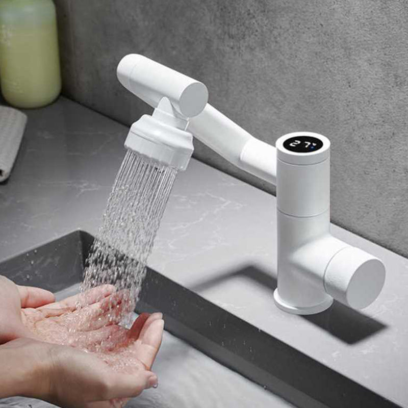 Modern Bathroom Vessel Faucet Swivel Spout Digital Display High-Arc Vessel Faucet