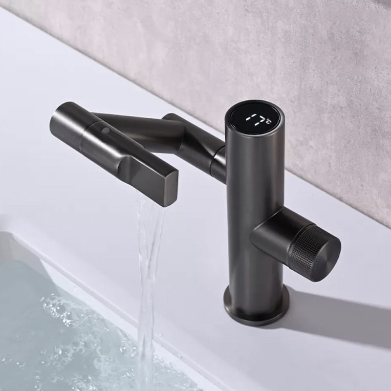 Modern Bathroom Vessel Faucet Swivel Spout Digital Display High-Arc Vessel Faucet