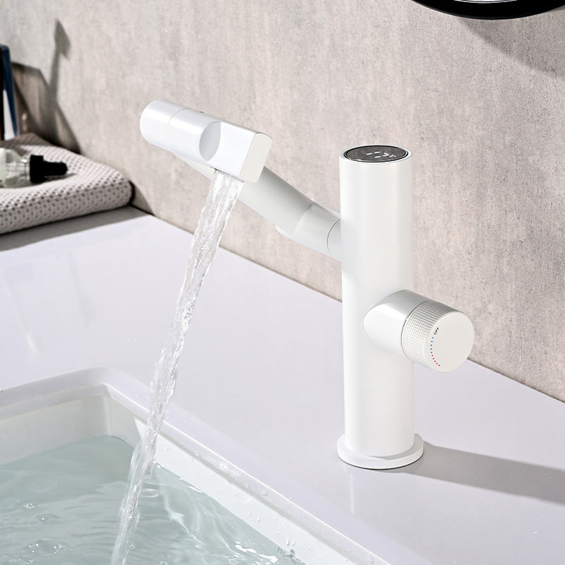 Modern Bathroom Vessel Faucet Swivel Spout Digital Display High-Arc Vessel Faucet