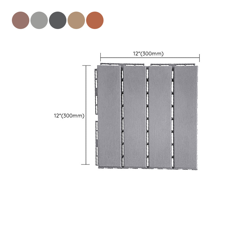 12" X 12" 4-Slat Square Deck/Patio Flooring Tiles Snap Fit Installation Floor Board Tiles