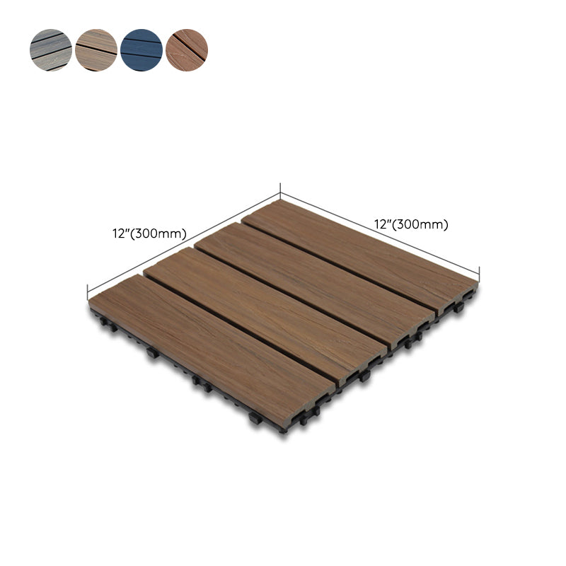 12" X 12"4-Slat Square PVC Flooring Tiles Snap Fit Installation Floor Board Tiles