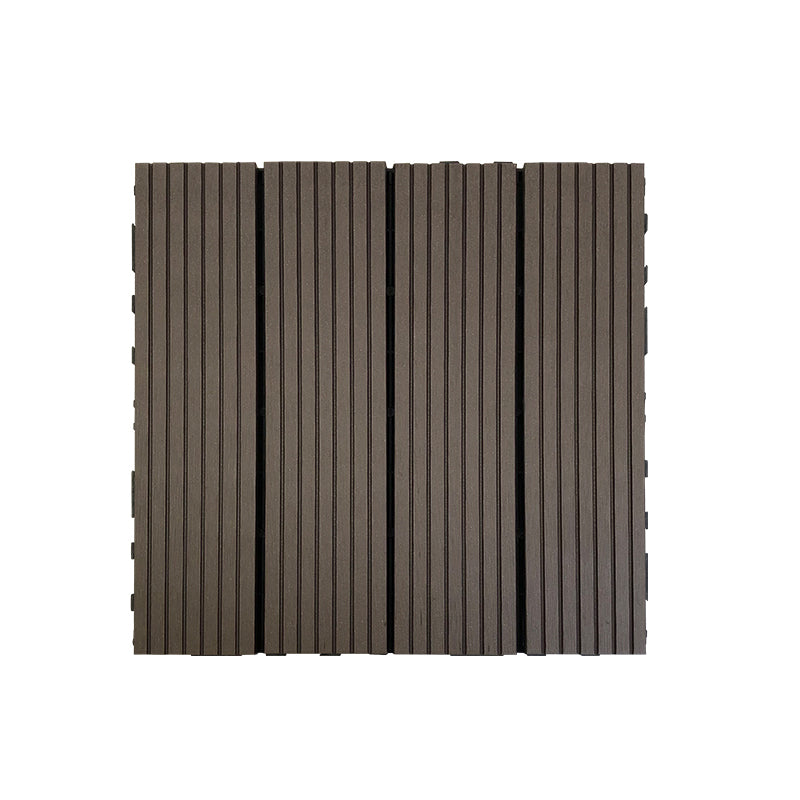 Composite Square Decking Tiles Interlocking Striped Pattern Patio Flooring Tiles