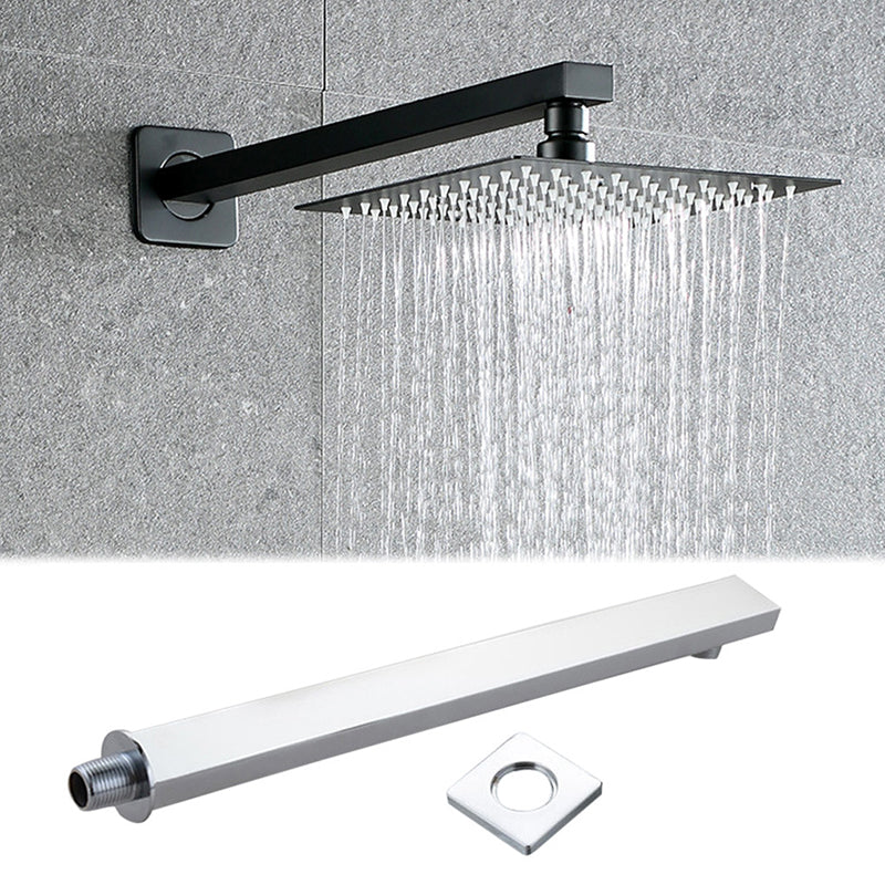 Black Square Fixed Shower Head Modern Style Wall-Mount Showerhead