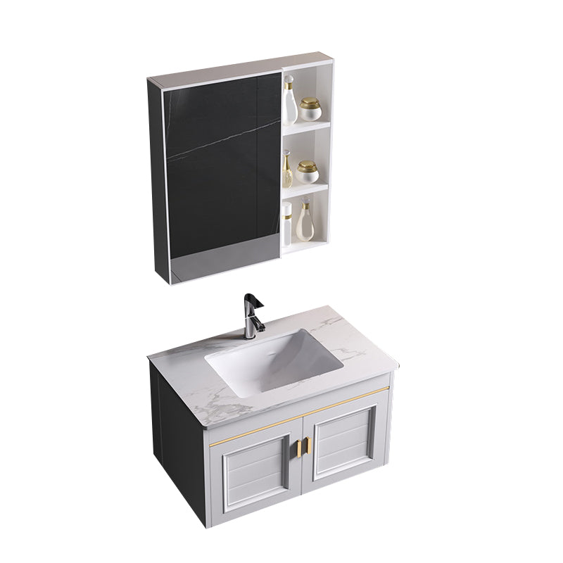 Wall Mounted Sink Vanity Contemporary Metal Bathroom Sink Vanity