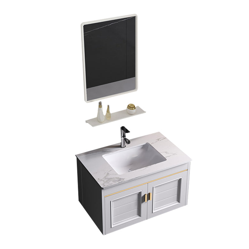 Wall Mounted Sink Vanity Contemporary Metal Bathroom Sink Vanity