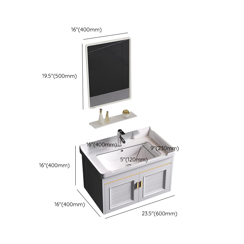 Wall Mounted Sink Vanity Contemporary Metal Bathroom Sink Vanity