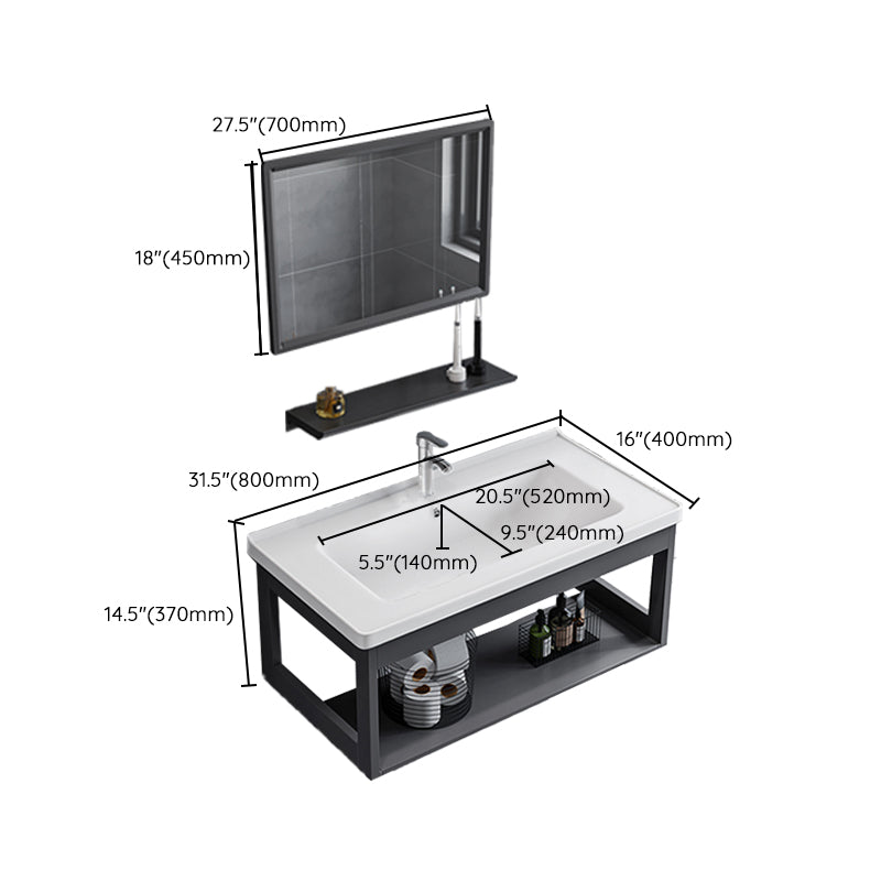 Bathroom Sink Vanity Rectangular Sink Storage Shelf Sink Vanity