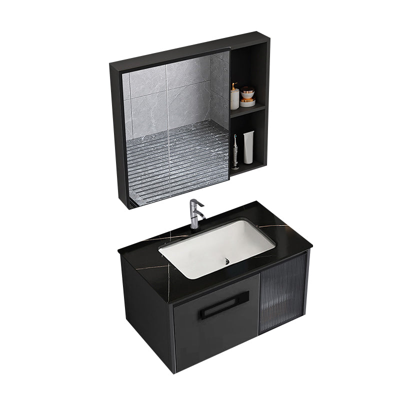 Sink Vanity Wall Mounted Rectangular Drawers Ceramic Sink Vanity Set