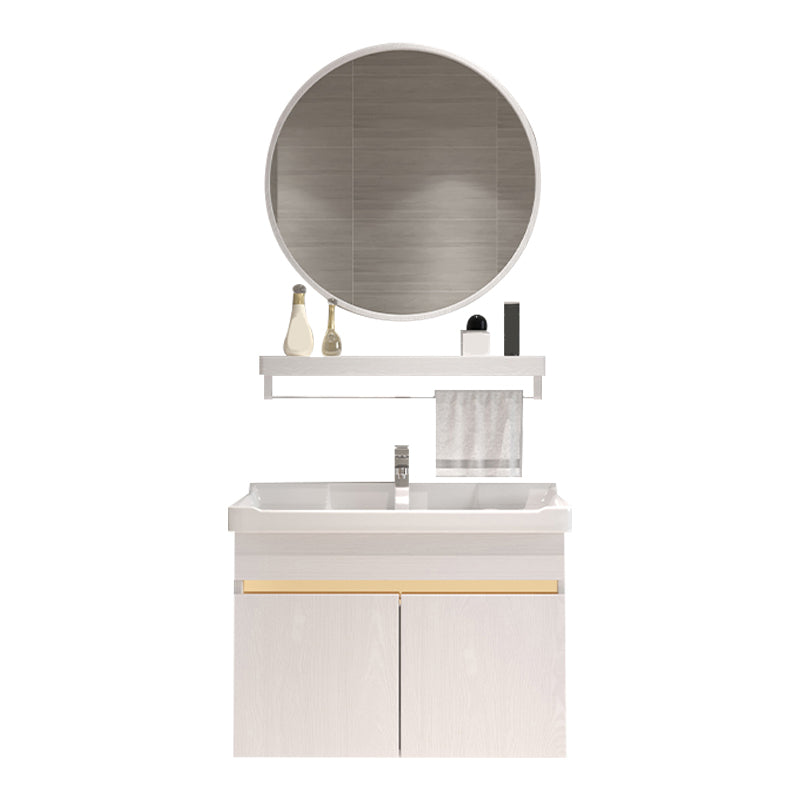 Glam Bathroom Vanity Ceramic Top with Soft Close Door Wall Mount Space Saver Vanity