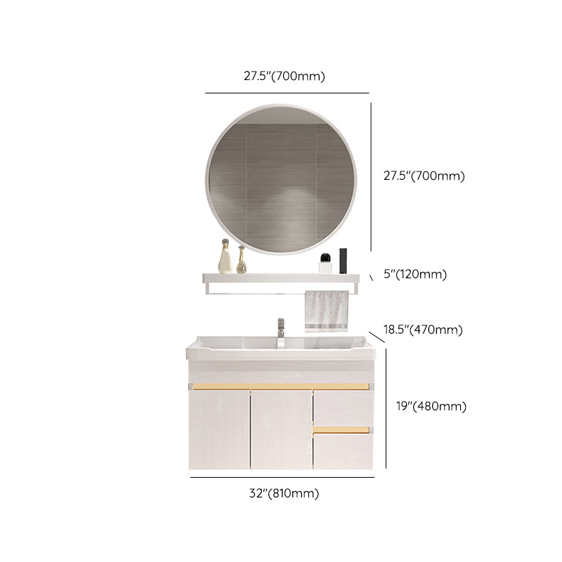 Glam Bathroom Vanity Ceramic Top with Soft Close Door Wall Mount Space Saver Vanity