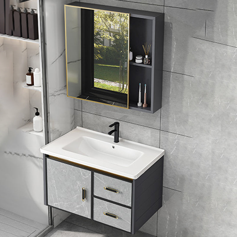 Modern Sink Vanity Set Wall Mounted Drawers Ceramic Sink Set