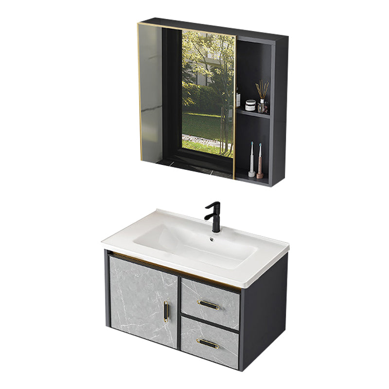 Modern Sink Vanity Set Wall Mounted Drawers Ceramic Sink Set