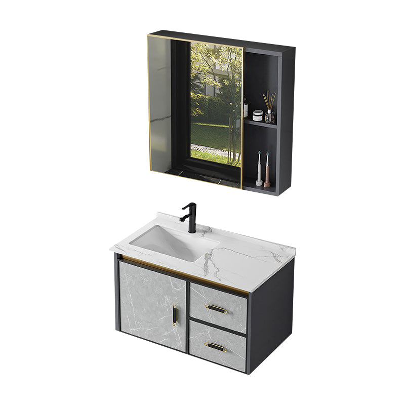 Modern Sink Vanity Set Wall Mounted Drawers Ceramic Sink Set