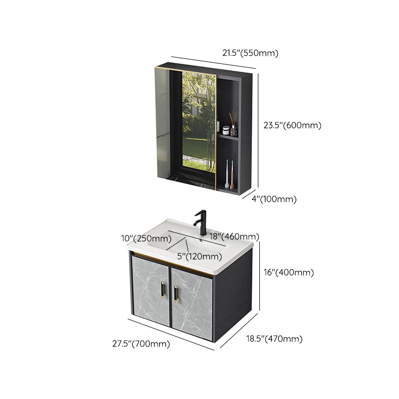 Modern Sink Vanity Set Wall Mounted Drawers Ceramic Sink Set