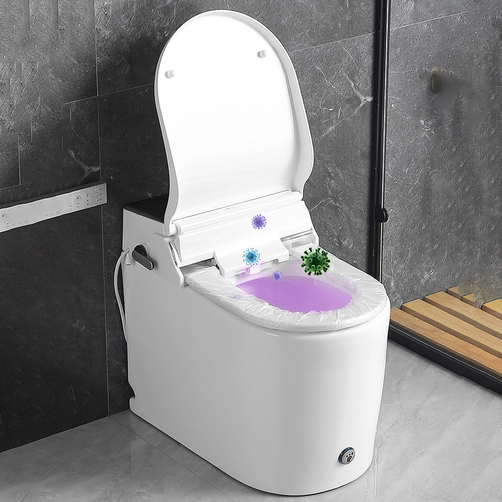 White Elongated Floor Mount Bidet Heated Seat Smart Bidet with Tank