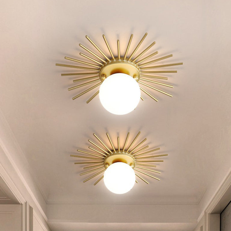 Modern Flush Mount Sun Shape Ceiling Light Fixture with Glass for Hallway