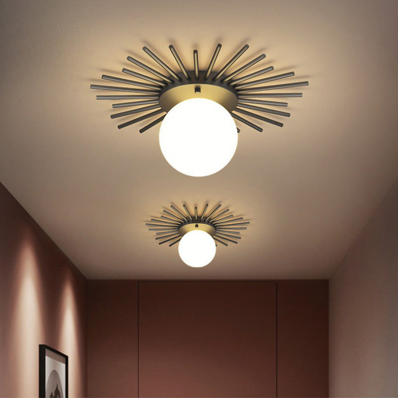 Modern Flush Mount Sun Shape Ceiling Light Fixture with Glass for Hallway