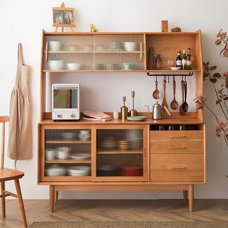 Modern Style Sideboard Table Pine Solid Wood Buffet Sideboard with 3-Drawer