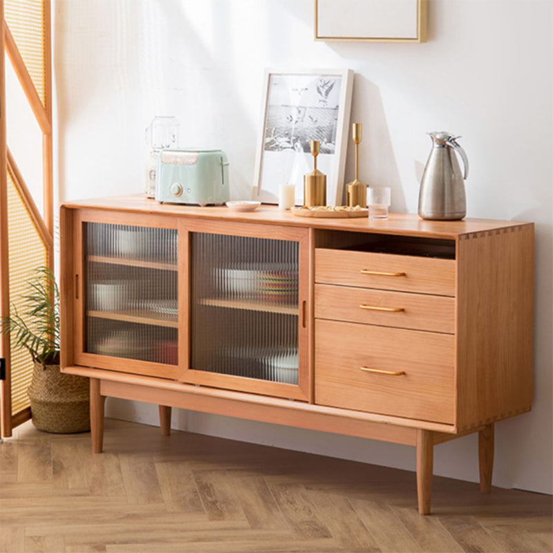 Modern Style Sideboard Table Pine Solid Wood Buffet Sideboard with 3-Drawer