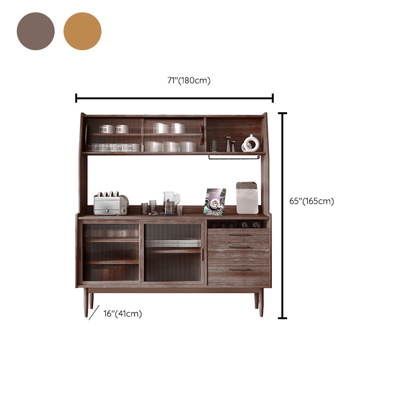 Modern Style Sideboard Table Pine Solid Wood Buffet Sideboard with 3-Drawer