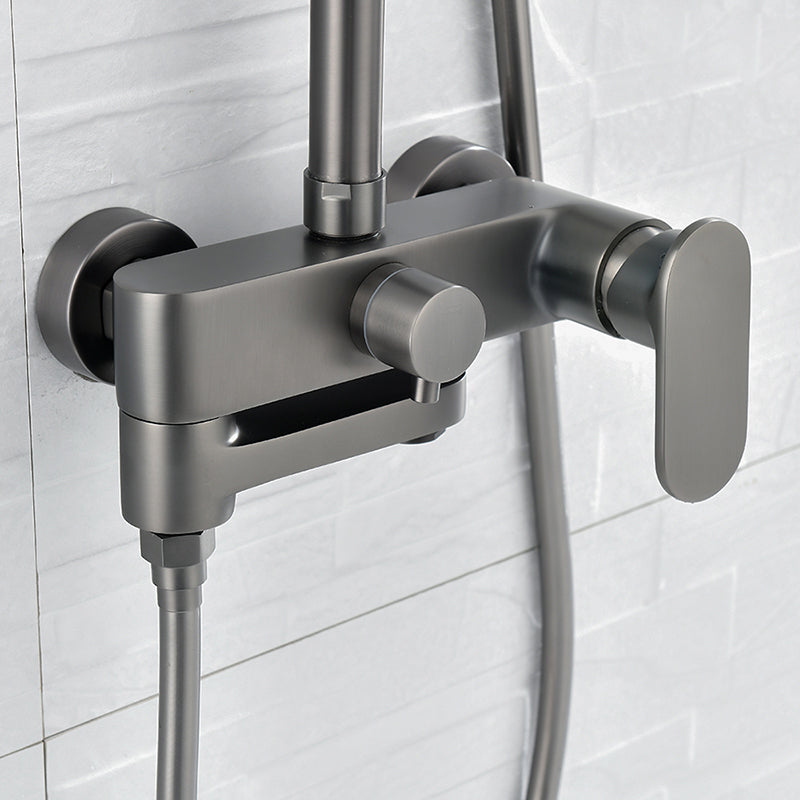 Square Shower System Wall Mount Shower Arm Grey Shower System with Shower Hose