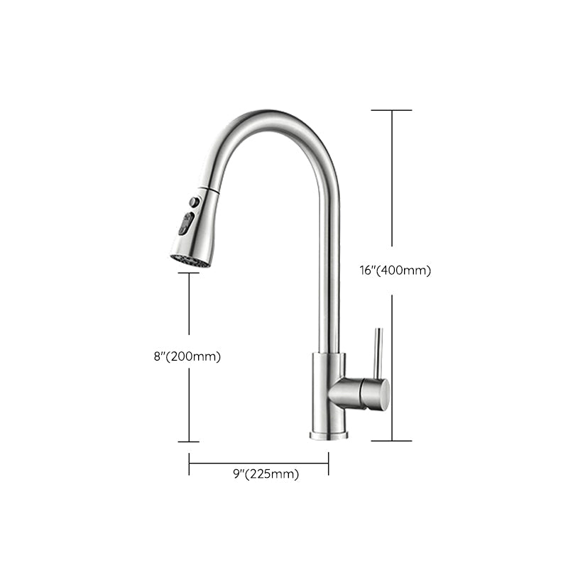 Modern Style Kitchen Faucet Lever Handle 304 Stainless Steel Kitchen Faucet