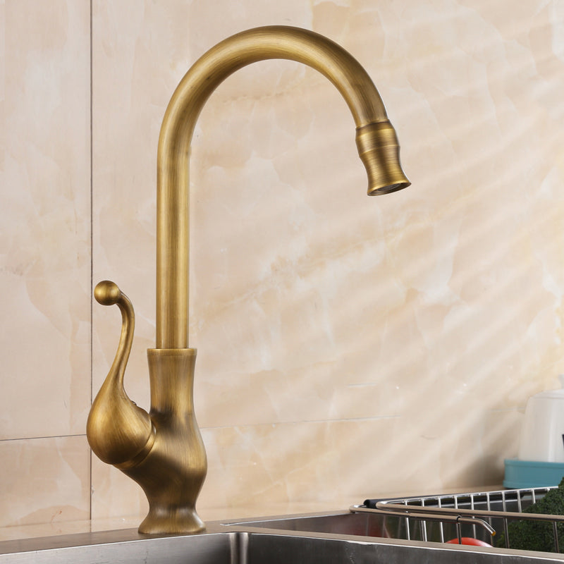 Traditional Kitchen Faucet Brass High Arc Gold Standard Kitchen Faucets with Single Handle