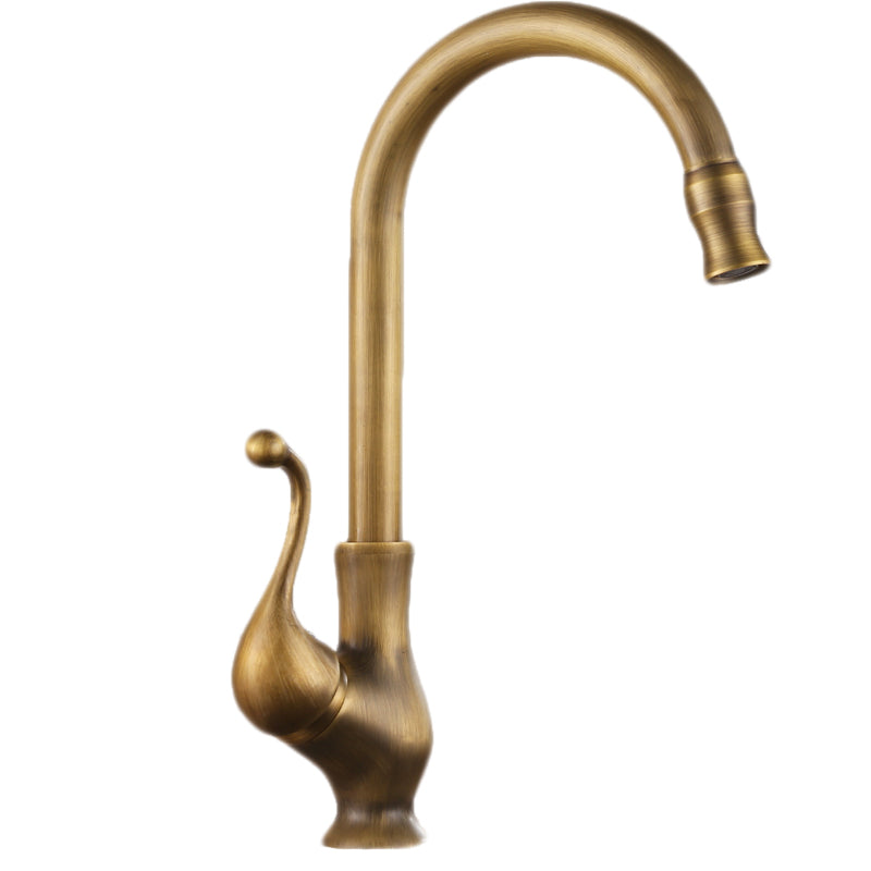 Traditional Kitchen Faucet Brass High Arc Gold Standard Kitchen Faucets with Single Handle