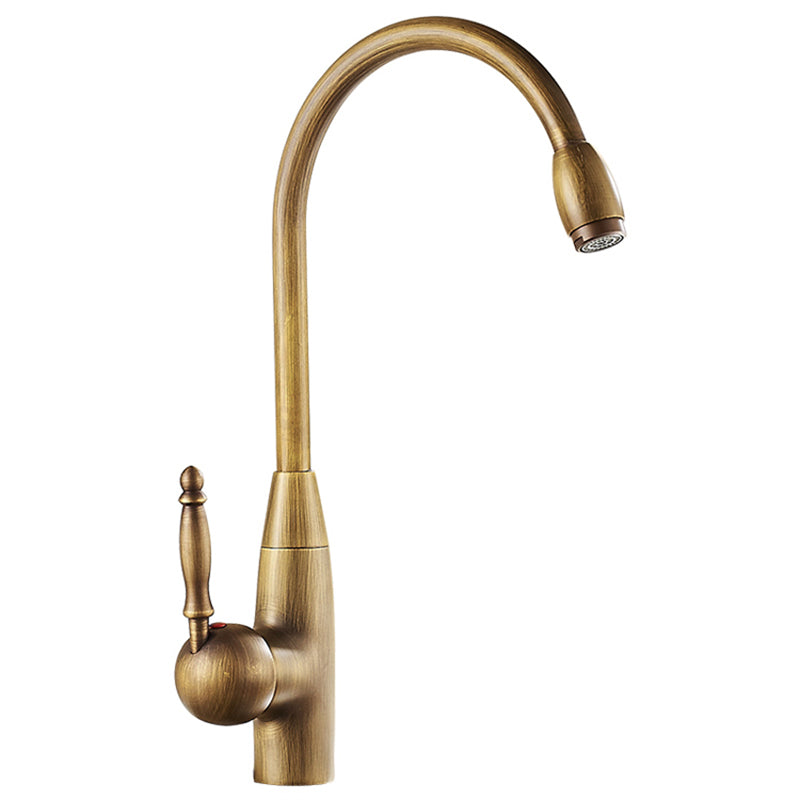 Traditional Kitchen Faucet Brass High Arc Gold Standard Kitchen Faucets with Single Handle