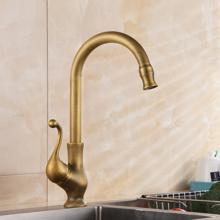 Traditional Kitchen Faucet Brass High Arc Gold Standard Kitchen Faucets with Single Handle