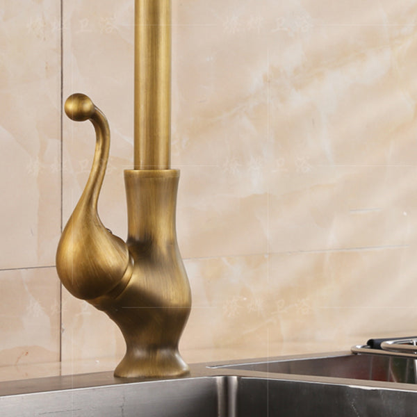 Traditional Kitchen Faucet Brass High Arc Gold Standard Kitchen Faucets with Single Handle