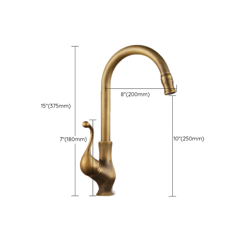 Traditional Kitchen Faucet Brass High Arc Gold Standard Kitchen Faucets with Single Handle