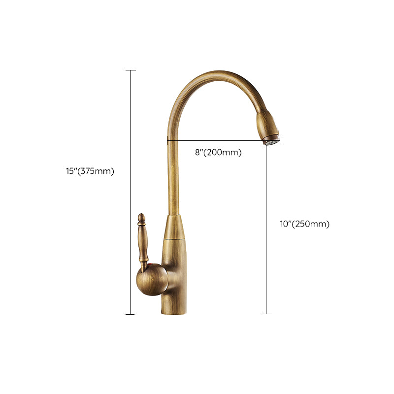 Traditional Kitchen Faucet Brass High Arc Gold Standard Kitchen Faucets with Single Handle