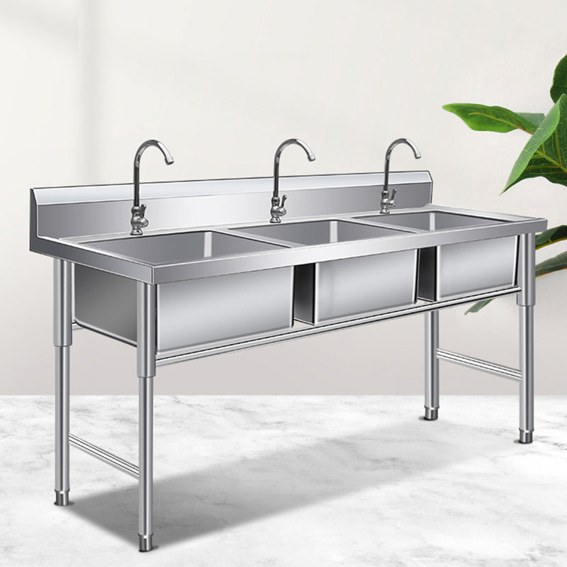 Basic Kitchen Sink Rectangular Workstation Sink with Faucets