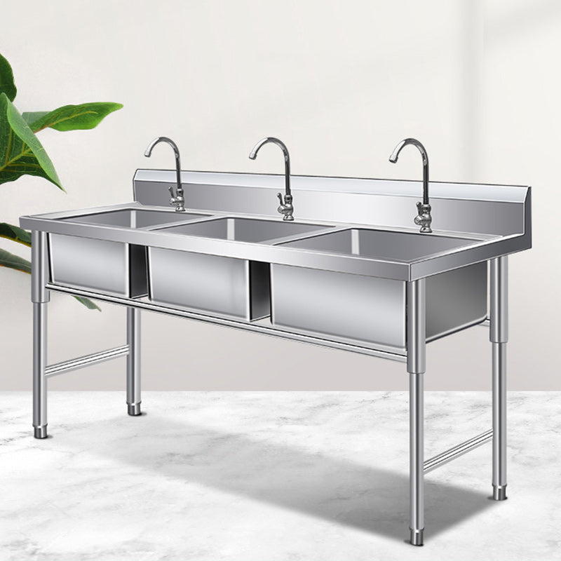 Basic Kitchen Sink Rectangular Workstation Sink with Faucets