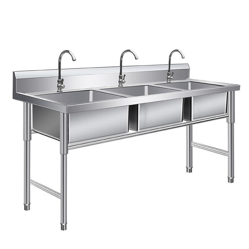 Basic Kitchen Sink Rectangular Workstation Sink with Faucets