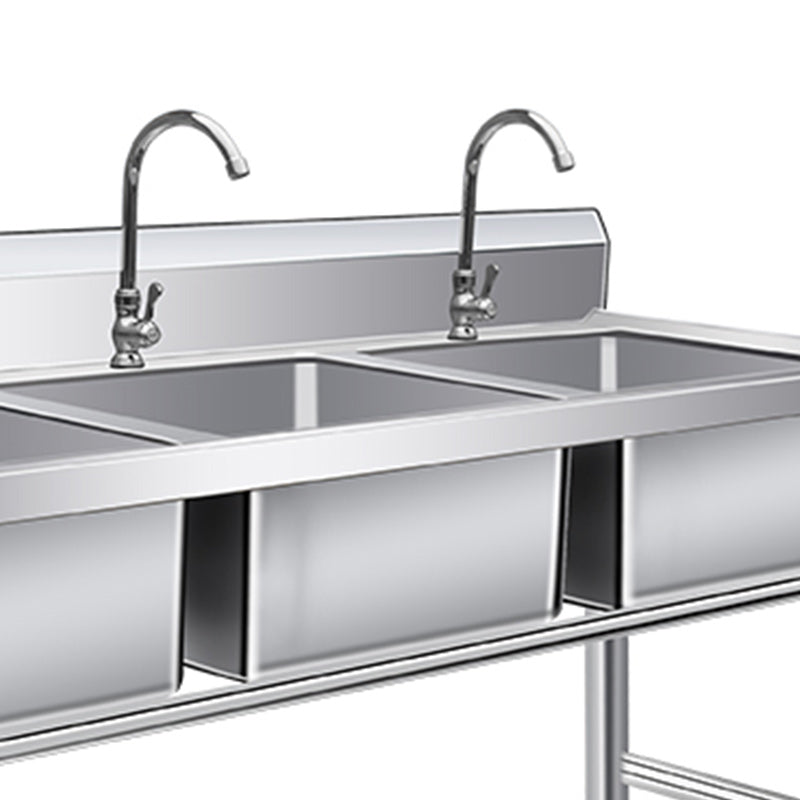 Basic Kitchen Sink Rectangular Workstation Sink with Faucets