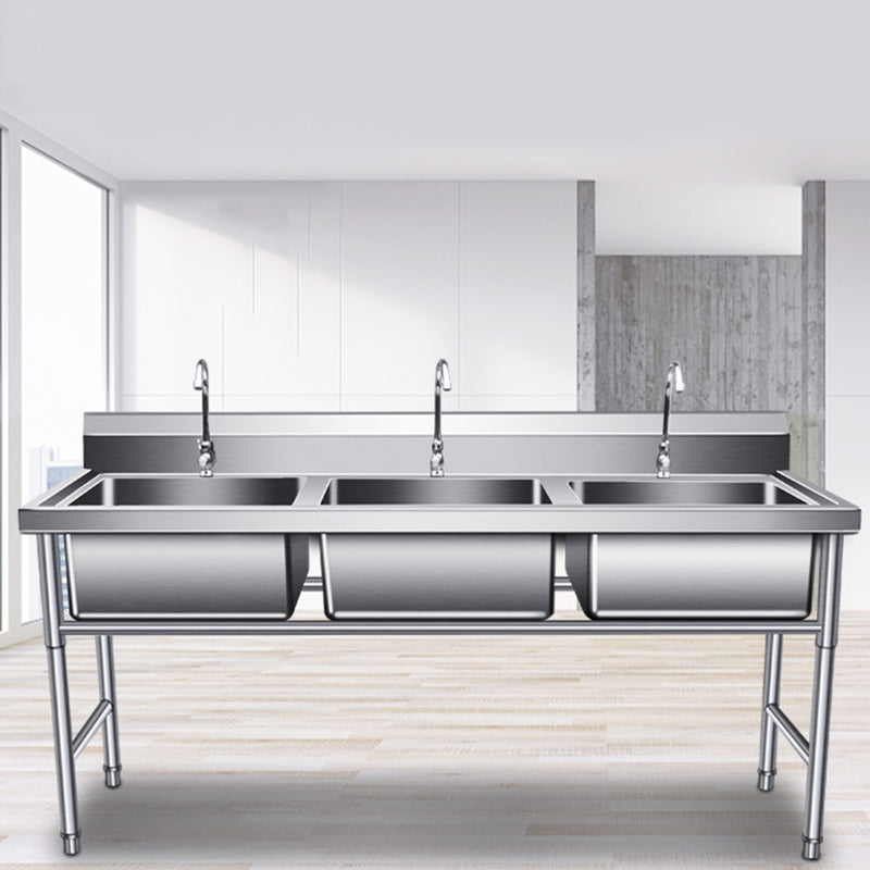 Classic Kitchen Sink Stainless Steel Double Basin Kitchen Sink with Faucets