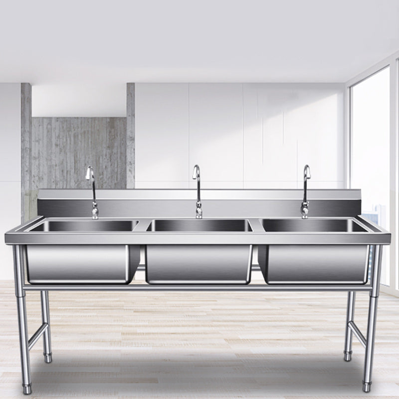 Classic Kitchen Sink Stainless Steel Double Basin Kitchen Sink with Faucets