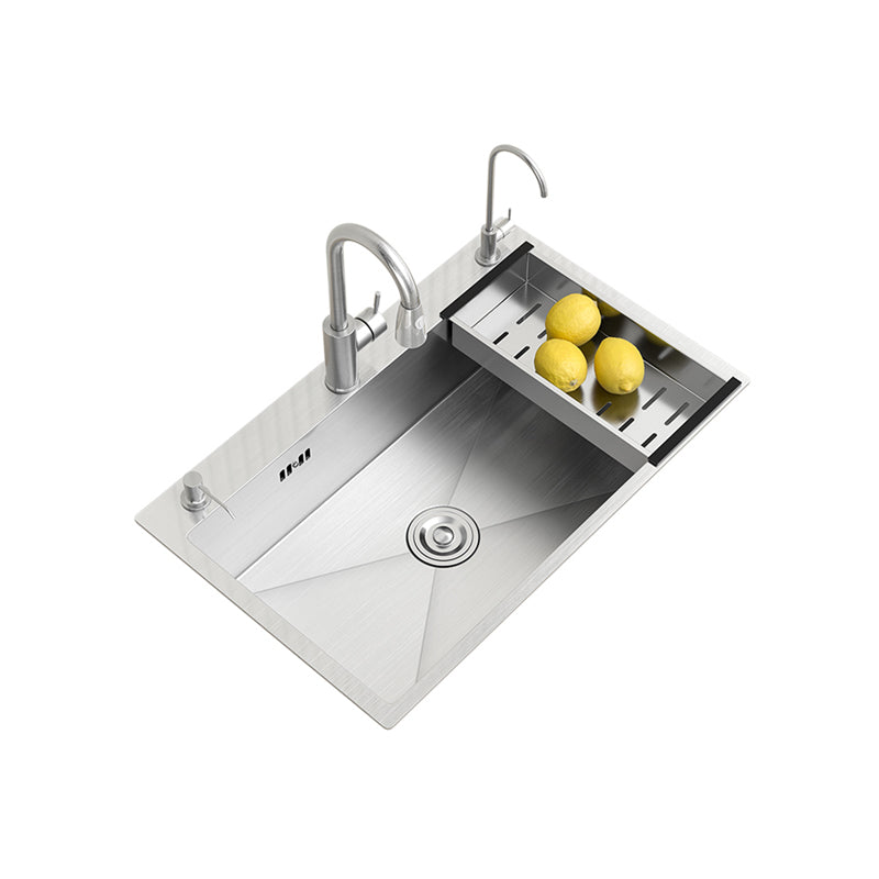 Modern Workstation Sink Stainless Steel with Basket Strainer and Faucet Kitchen Sink