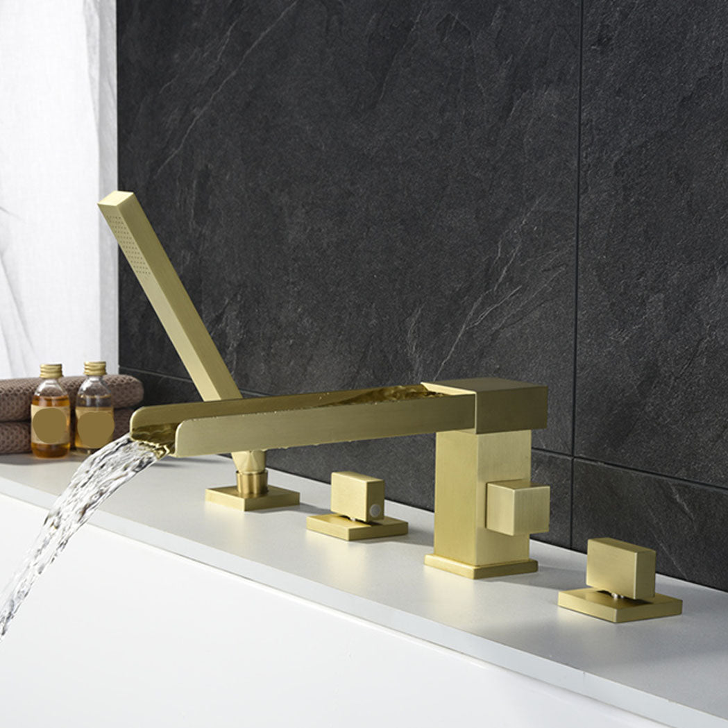 Modern Square Low Arc Faucet with Hand Shower Bathtub Faucet