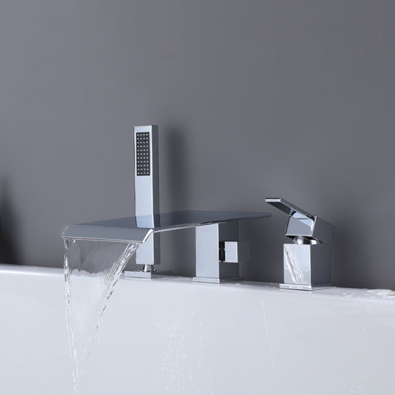 Modern Square Low Arc Faucet with Hand Shower Bathtub Faucet