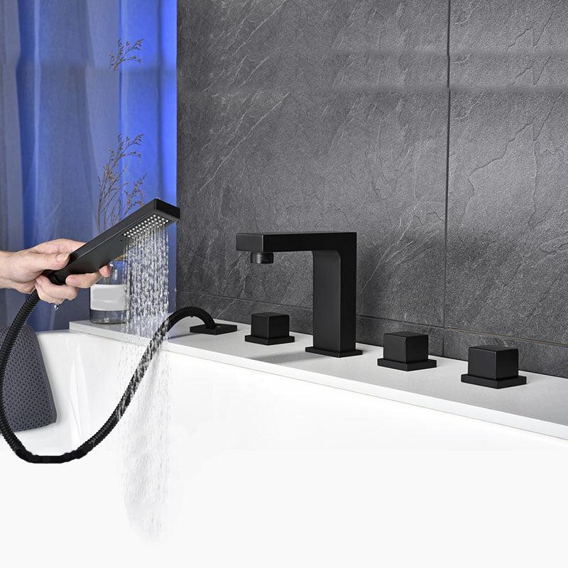 Modern Square Low Arc Faucet with Hand Shower Bathtub Faucet