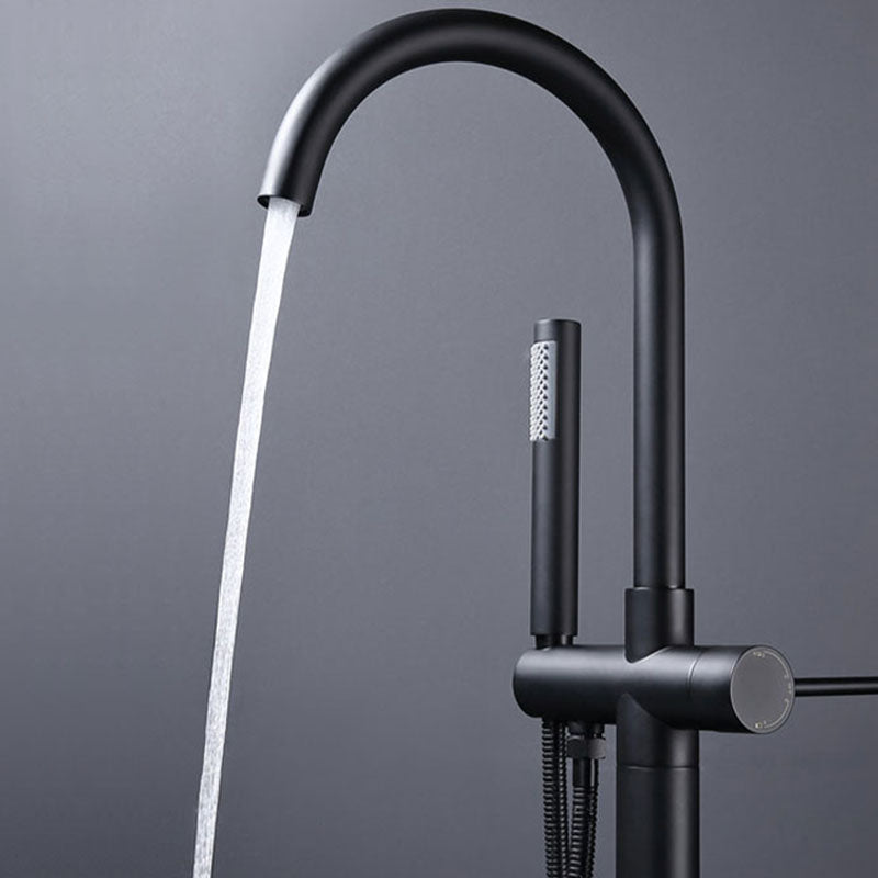 Brass Freestanding Tub Filler with Water Inlet Pipe Floor Mounted Bathroom Faucet