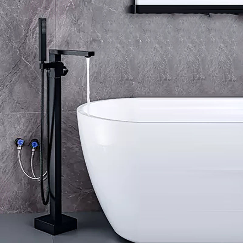 Brass Freestanding Tub Filler with Water Inlet Pipe Floor Mounted Bathroom Faucet