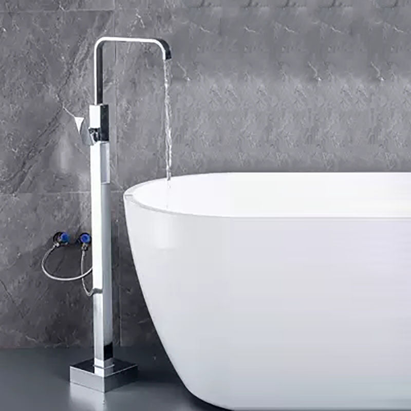 Brass Freestanding Tub Filler with Water Inlet Pipe Floor Mounted Bathroom Faucet