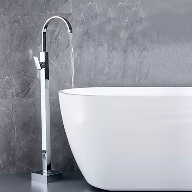 Brass Freestanding Tub Filler with Water Inlet Pipe Floor Mounted Bathroom Faucet