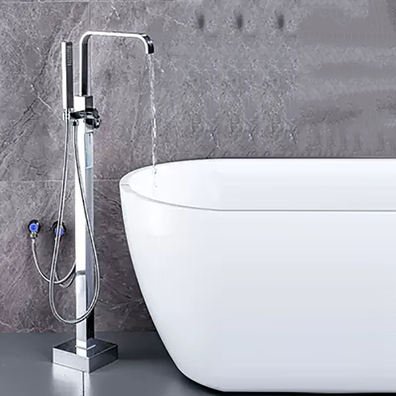 Brass Freestanding Tub Filler with Water Inlet Pipe Floor Mounted Bathroom Faucet